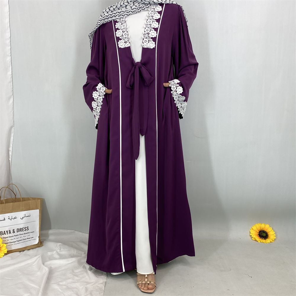 Middle Eastern Muslim women's fashionable embroidered lace women's dress long dress, Turkish African Islamic elegant women's dress
