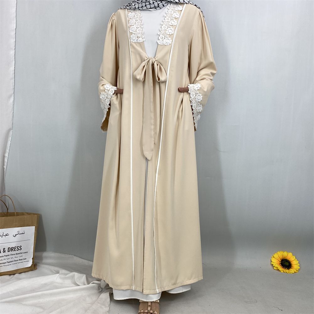 Middle Eastern Muslim women's fashionable embroidered lace women's dress long dress, Turkish African Islamic elegant women's dress