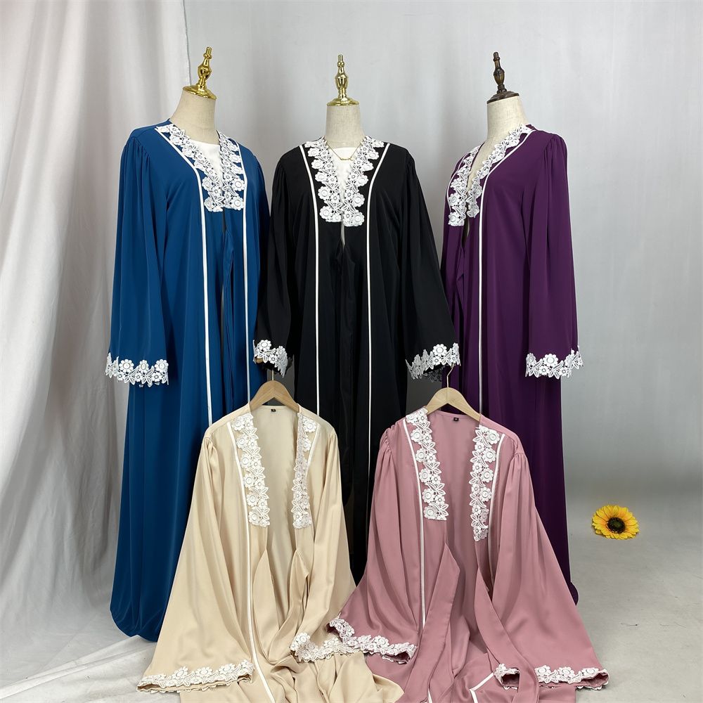 Middle Eastern Muslim women's fashionable embroidered lace women's dress long dress, Turkish African Islamic elegant women's dress