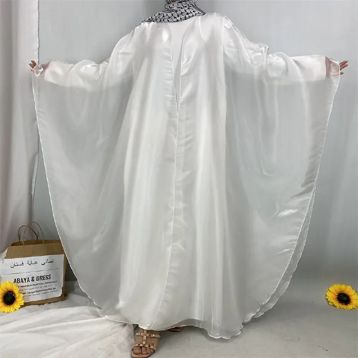Muslim Ramadan fashion, African Tanzanian popular women's cardigan shawl, Islamic Turkish fashion, shiny satin dress