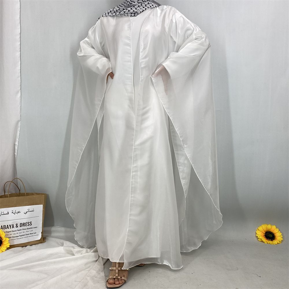 Muslim Ramadan fashion, African Tanzanian popular women's cardigan shawl, Islamic Turkish fashion, shiny satin dress