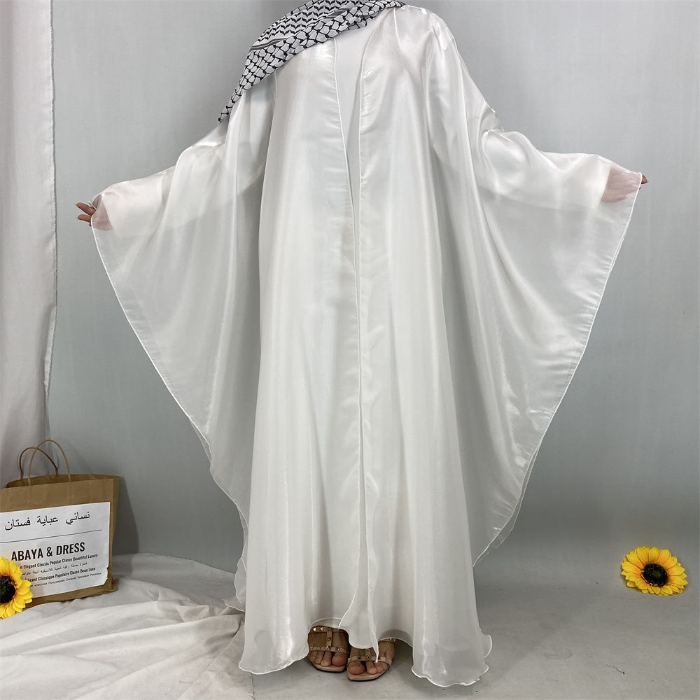 Muslim Ramadan fashion, African Tanzanian popular women's cardigan shawl, Islamic Turkish fashion, shiny satin dress