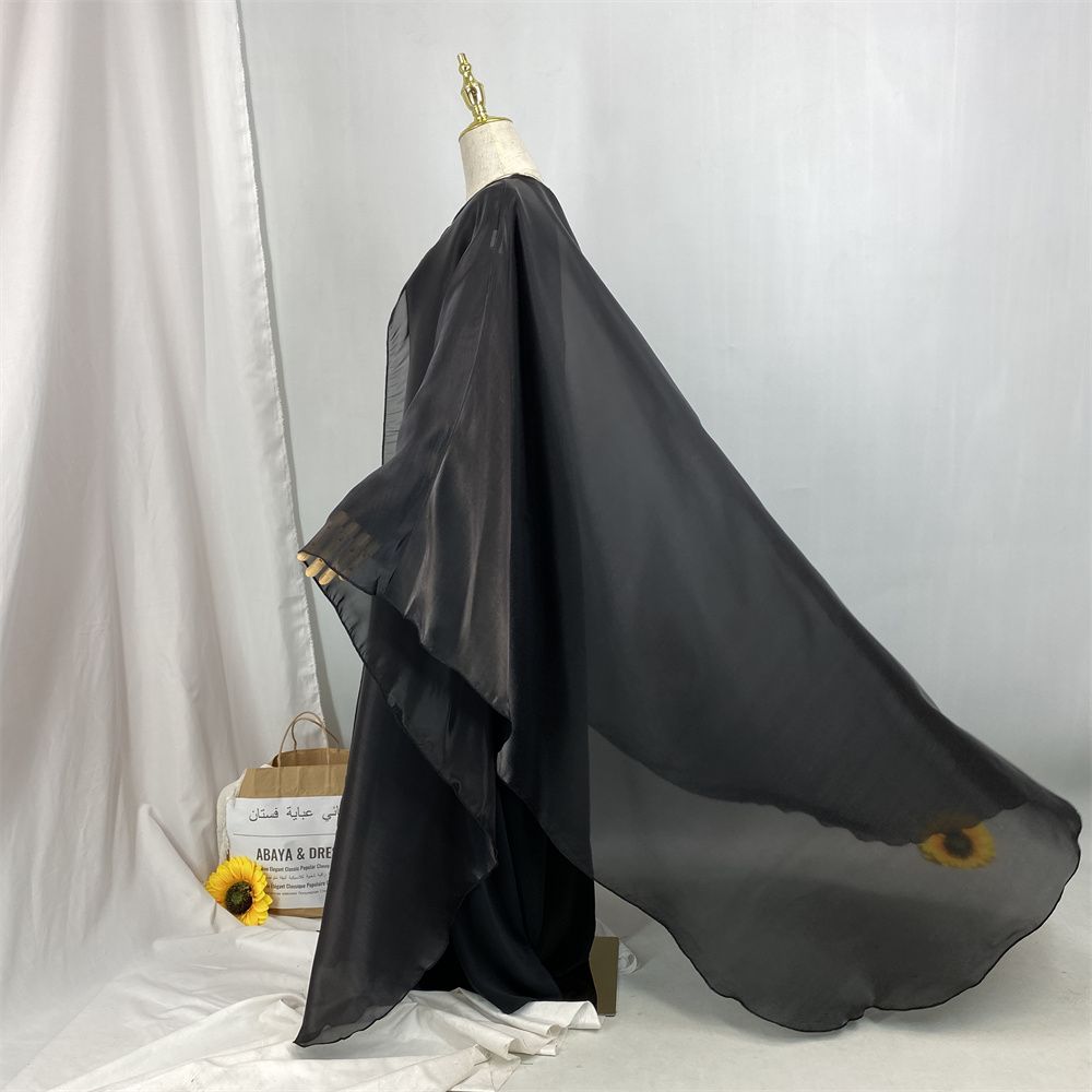 Muslim Ramadan fashion, African Tanzanian popular women's cardigan shawl, Islamic Turkish fashion, shiny satin dress