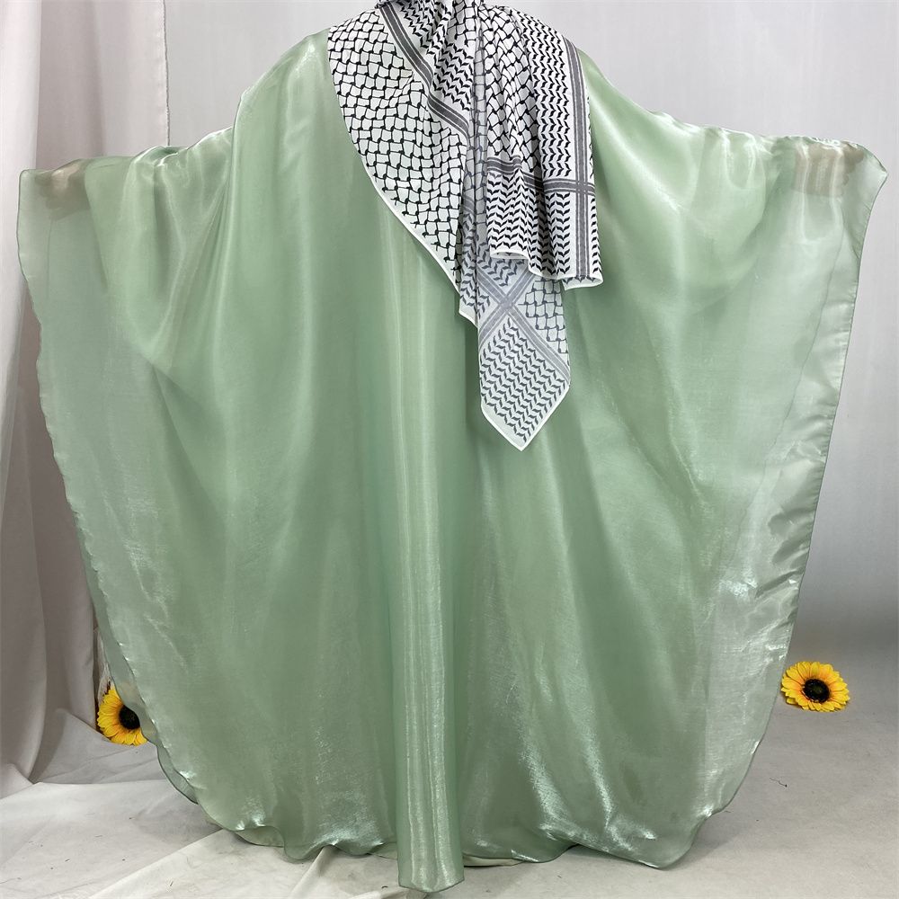 Muslim Ramadan fashion, African Tanzanian popular women's cardigan shawl, Islamic Turkish fashion, shiny satin dress