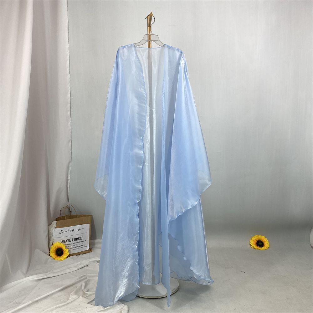 Muslim Ramadan fashion, African Tanzanian popular women's cardigan shawl, Islamic Turkish fashion, shiny satin dress