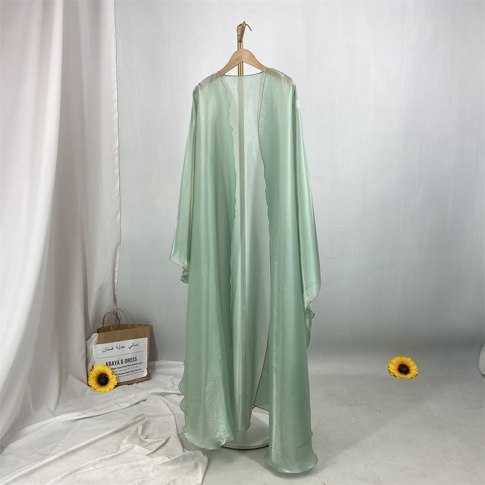 Muslim Ramadan fashion, African Tanzanian popular women's cardigan shawl, Islamic Turkish fashion, shiny satin dress
