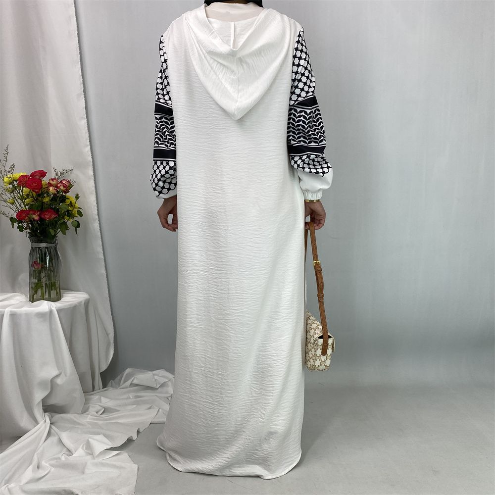 Turkish Muslim fashion women's dress with a hat in Dubai, Middle East, and Islamic elegant women's long dress