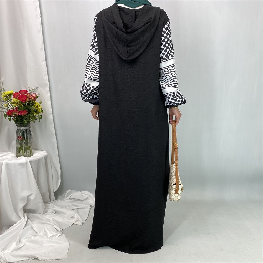 Turkish Muslim fashion women's dress with a hat in Dubai, Middle East, and Islamic elegant women's long dress