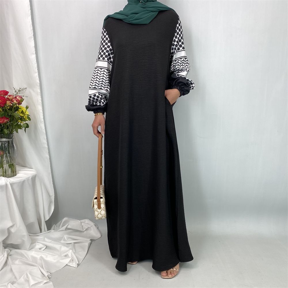 Turkish Muslim fashion women's dress with a hat in Dubai, Middle East, and Islamic elegant women's long dress