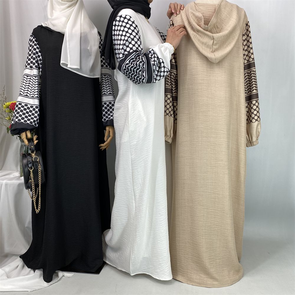 Turkish Muslim fashion women's dress with a hat in Dubai, Middle East, and Islamic elegant women's long dress