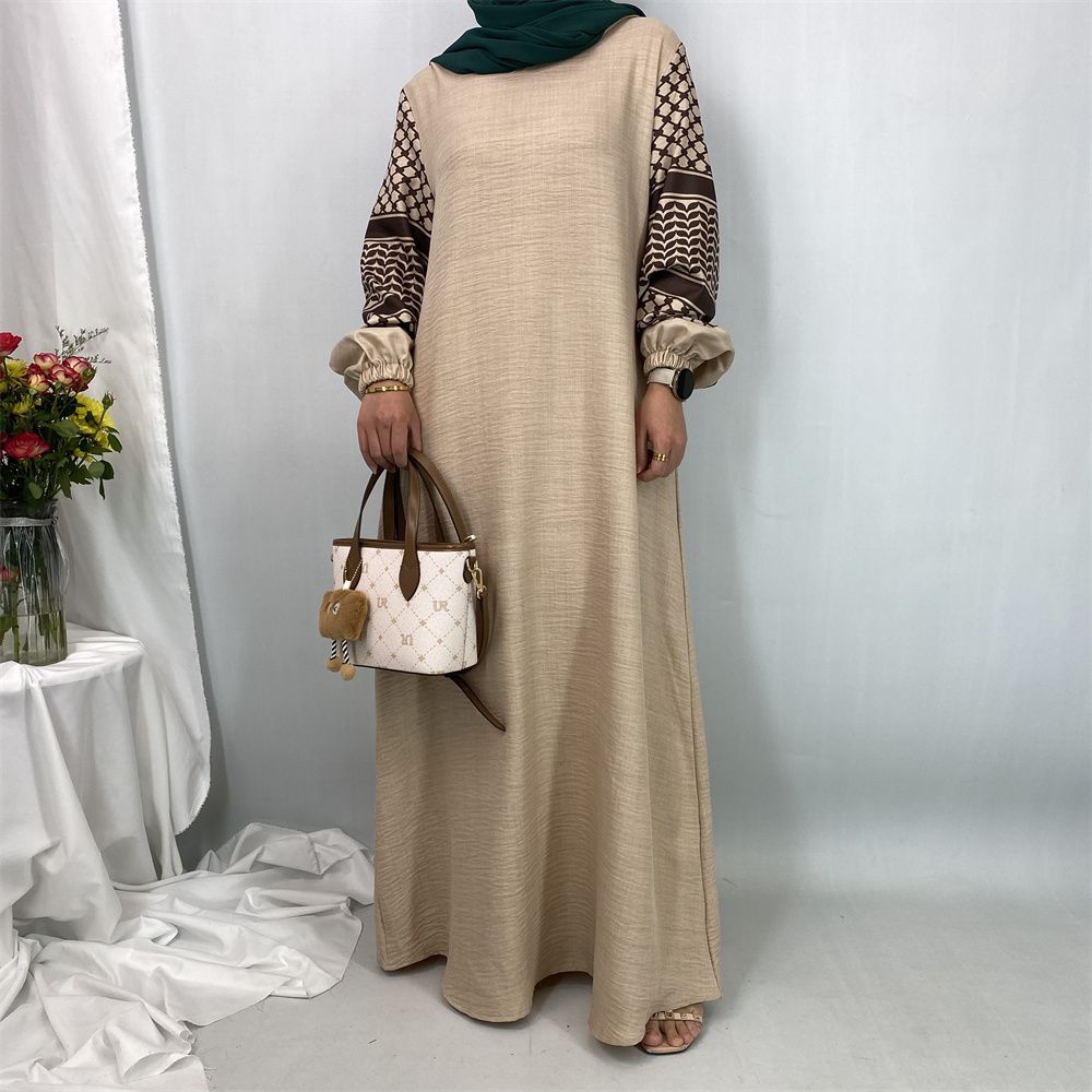 Turkish Muslim fashion women's dress with a hat in Dubai, Middle East, and Islamic elegant women's long dress