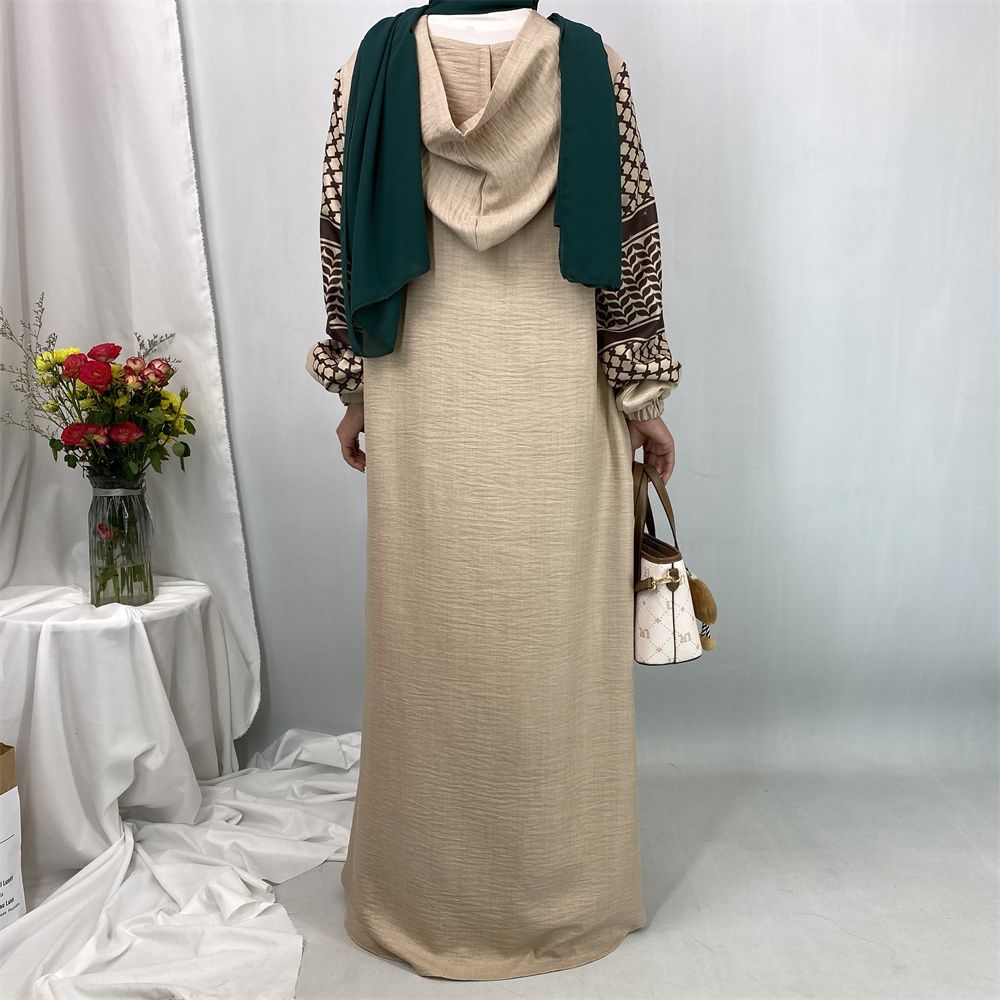 Turkish Muslim fashion women's dress with a hat in Dubai, Middle East, and Islamic elegant women's long dress
