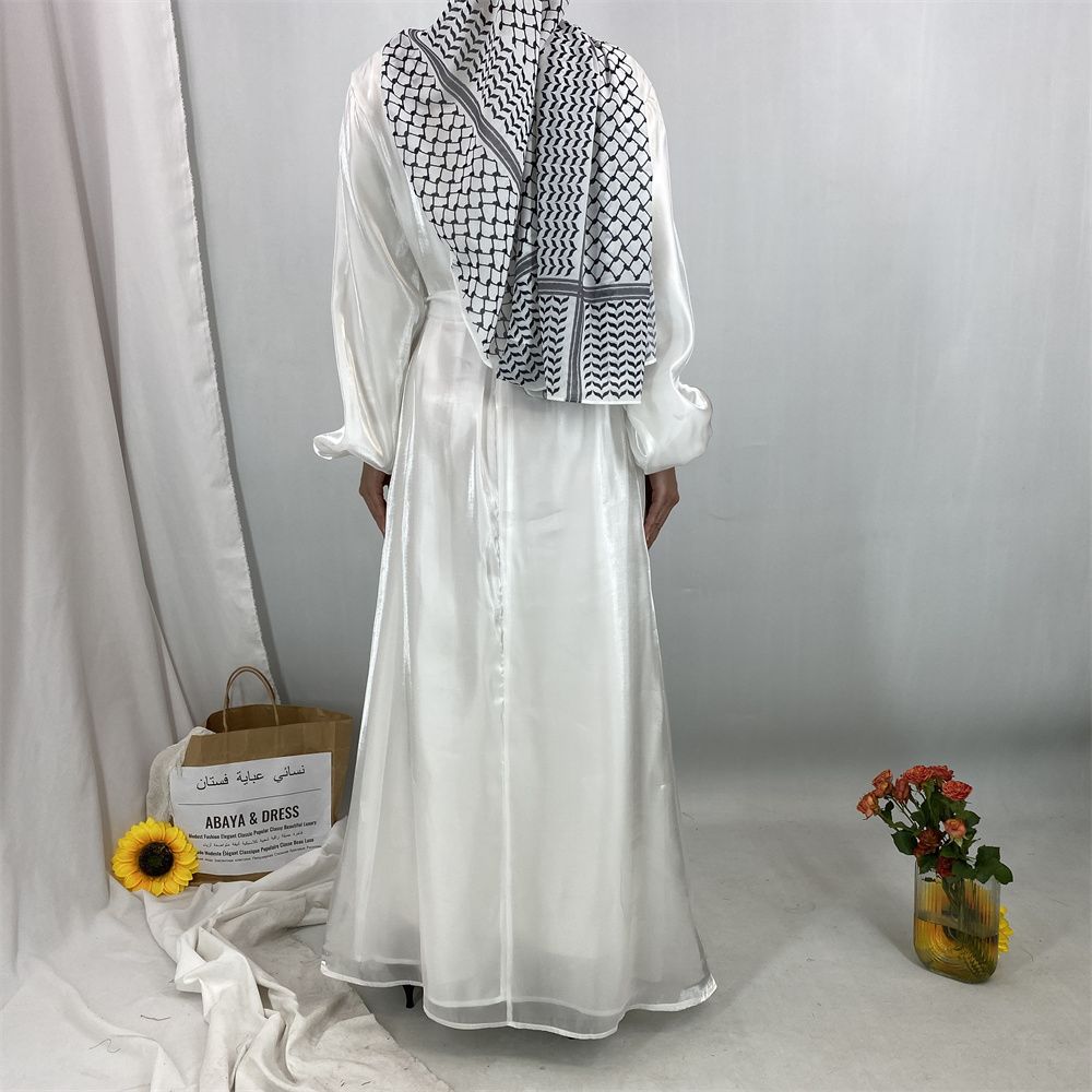 A new, fashionable, fresh, sweet and shiny satin dress for the Muslim Ramadan in Turkey, Africa and Arabia