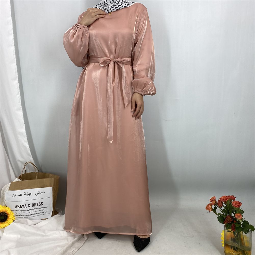 A new, fashionable, fresh, sweet and shiny satin dress for the Muslim Ramadan in Turkey, Africa and Arabia