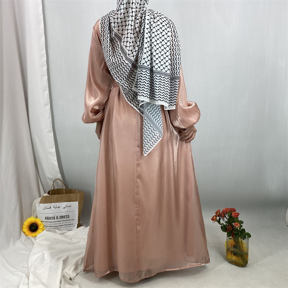 A new, fashionable, fresh, sweet and shiny satin dress for the Muslim Ramadan in Turkey, Africa and Arabia