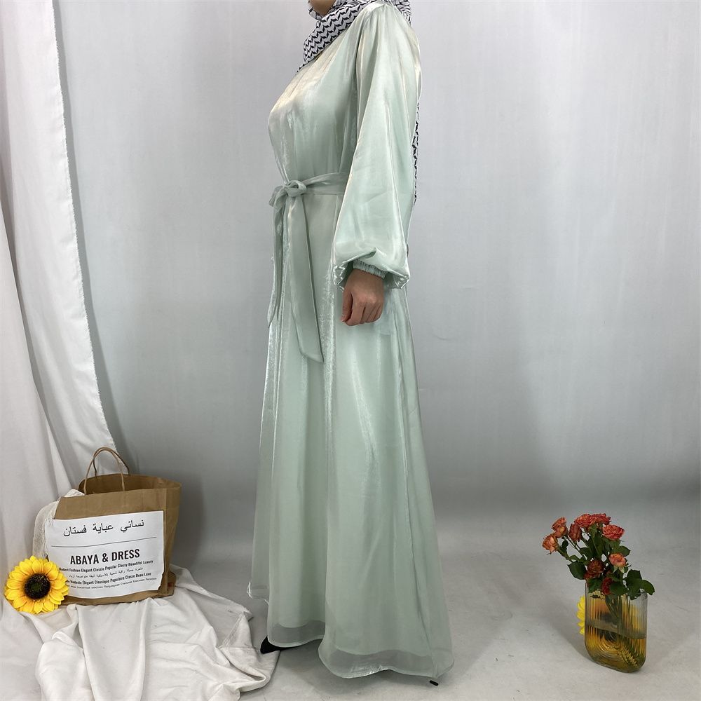 A new, fashionable, fresh, sweet and shiny satin dress for the Muslim Ramadan in Turkey, Africa and Arabia