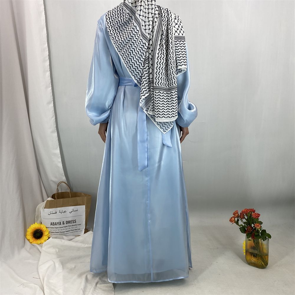 A new, fashionable, fresh, sweet and shiny satin dress for the Muslim Ramadan in Turkey, Africa and Arabia