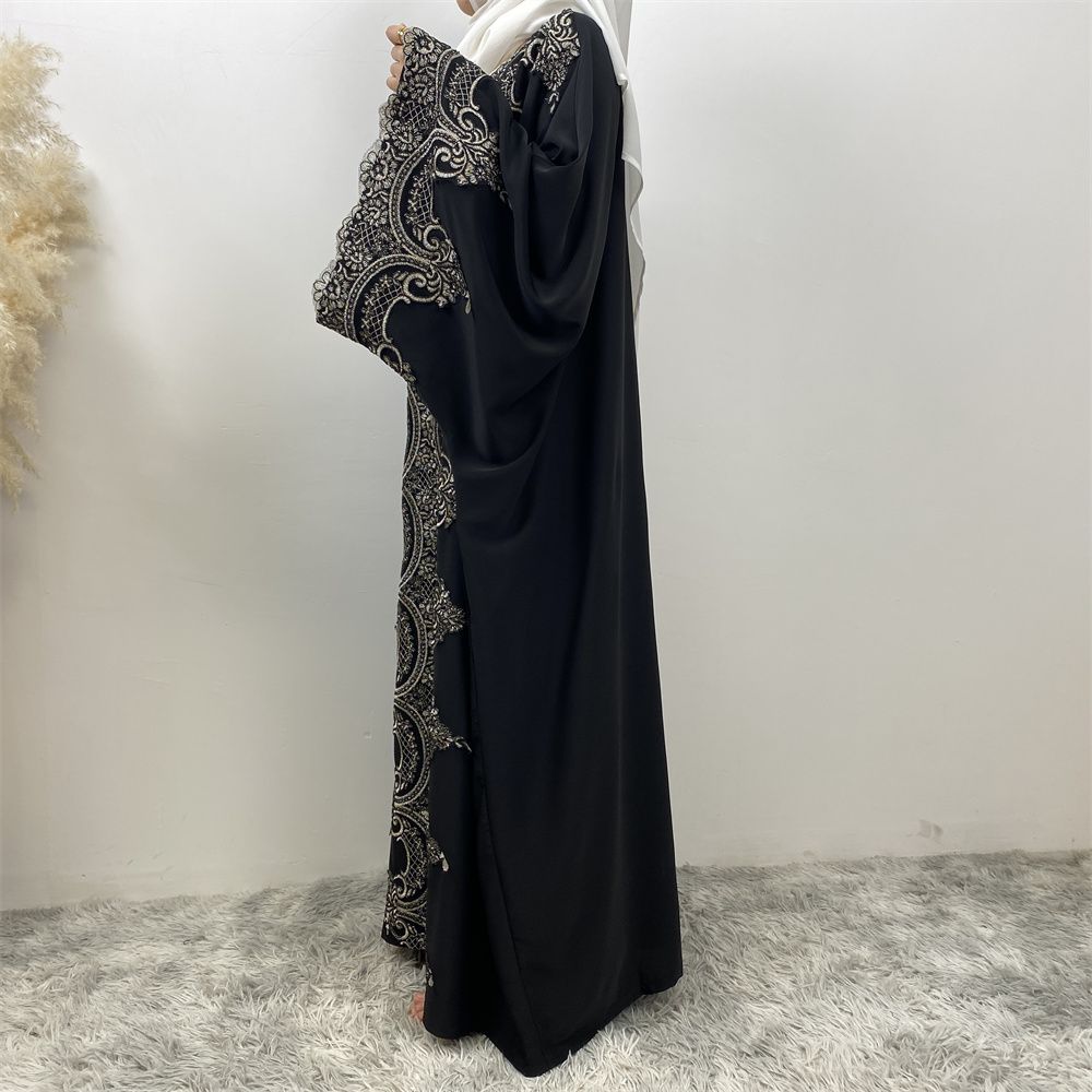 Fashionable Middle Eastern Muslim batsleeve cardigan robe abay Dubai Turkish African women's long dress
