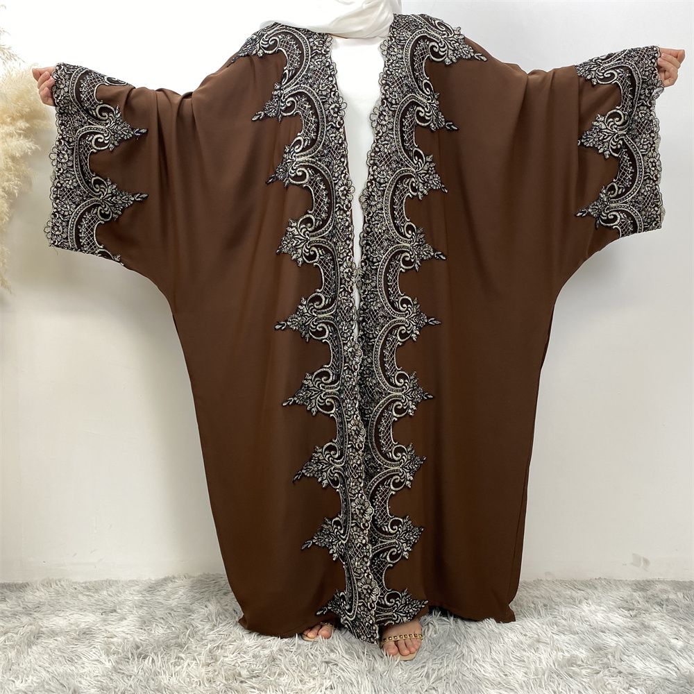 Fashionable Middle Eastern Muslim batsleeve cardigan robe abay Dubai Turkish African women's long dress