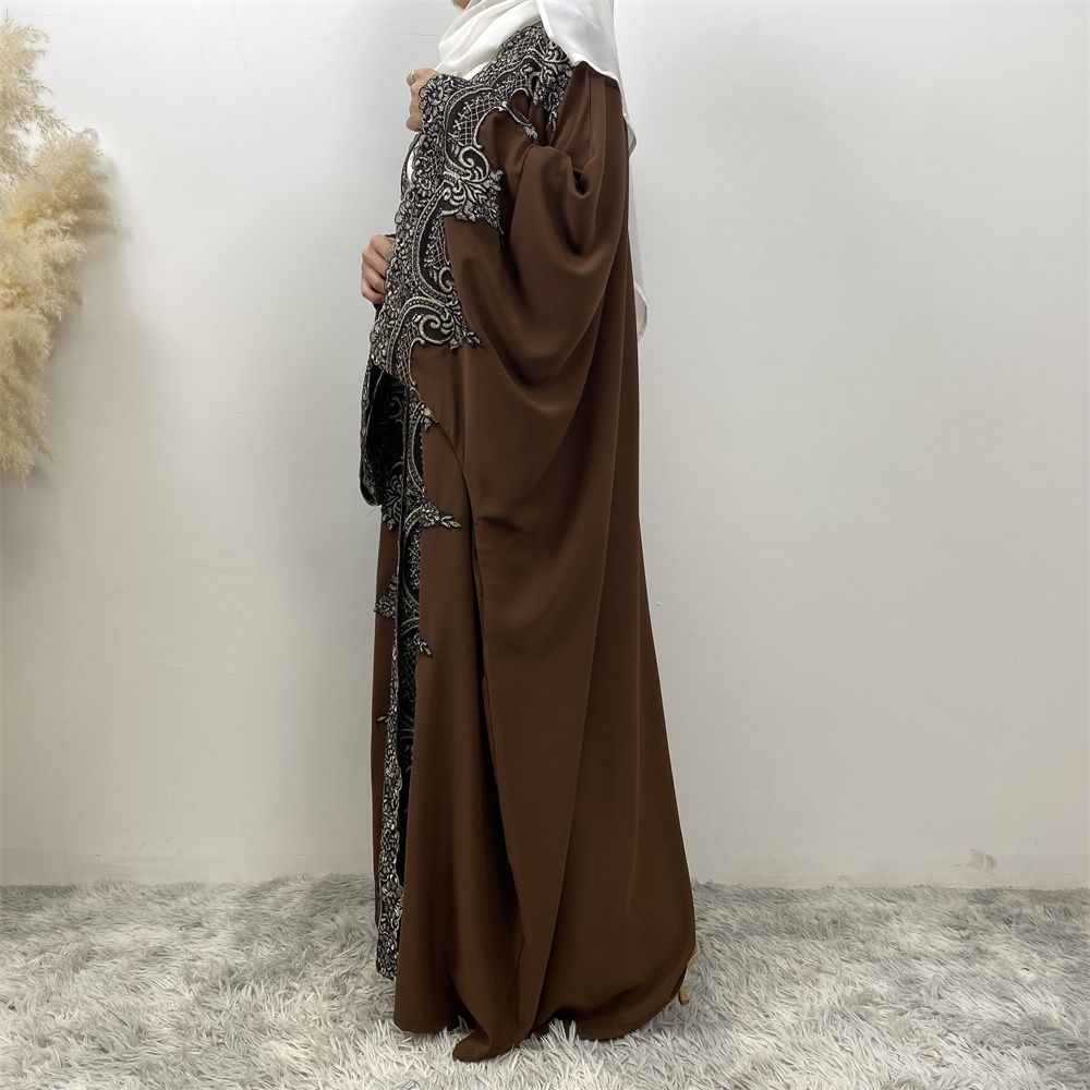 Fashionable Middle Eastern Muslim batsleeve cardigan robe abay Dubai Turkish African women's long dress