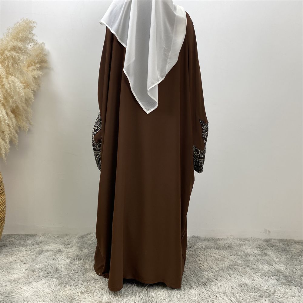 Fashionable Middle Eastern Muslim batsleeve cardigan robe abay Dubai Turkish African women's long dress