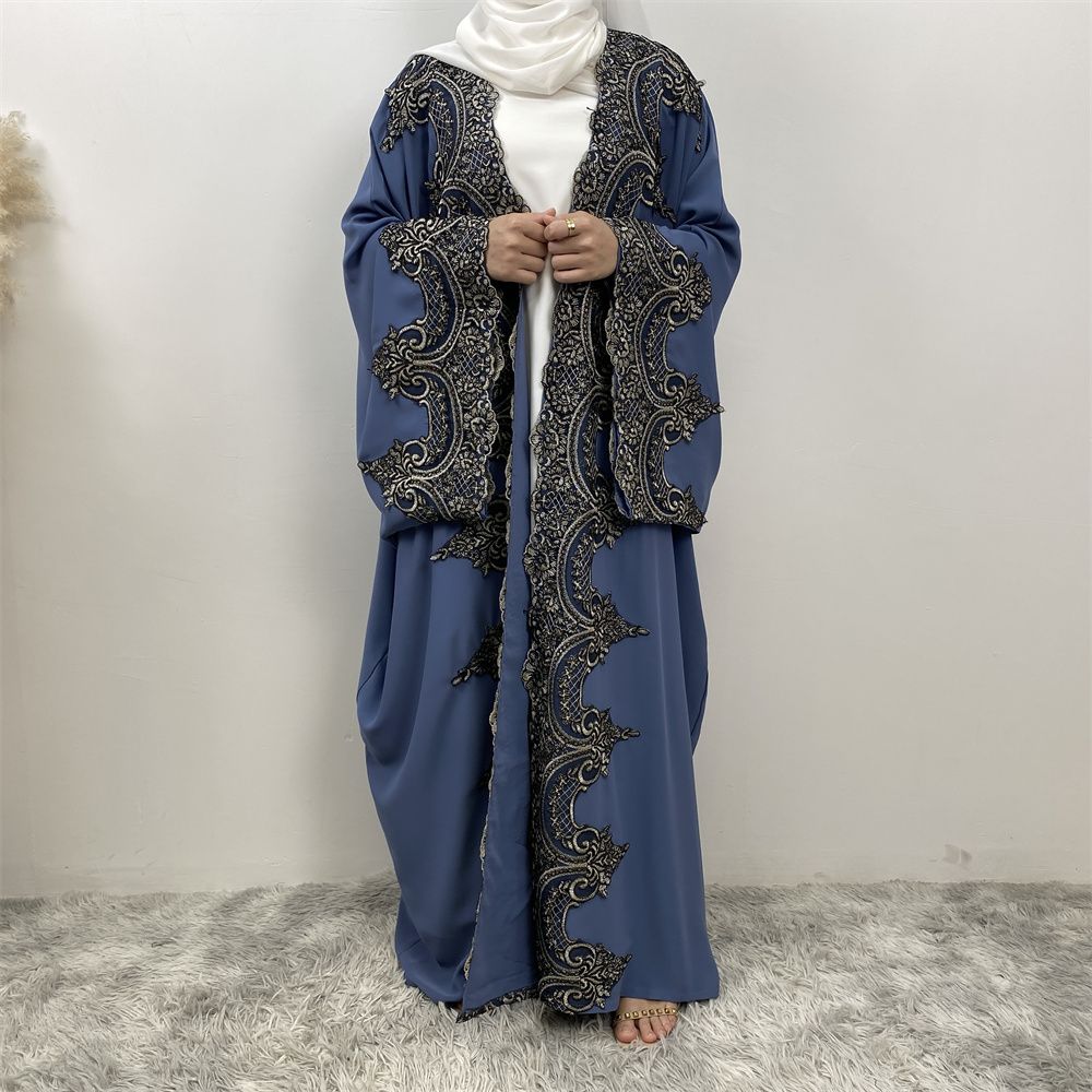 Fashionable Middle Eastern Muslim batsleeve cardigan robe abay Dubai Turkish African women's long dress