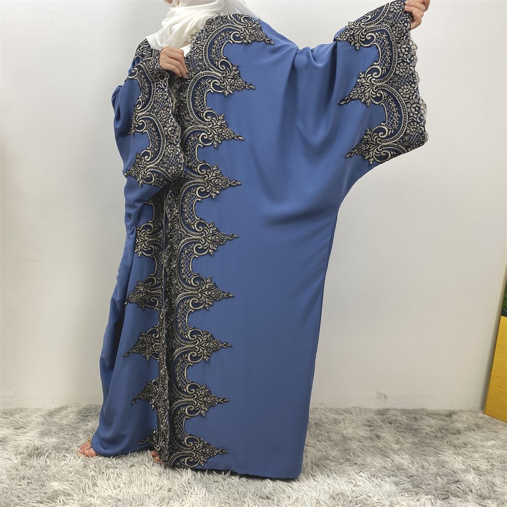 Fashionable Middle Eastern Muslim batsleeve cardigan robe abay Dubai Turkish African women's long dress