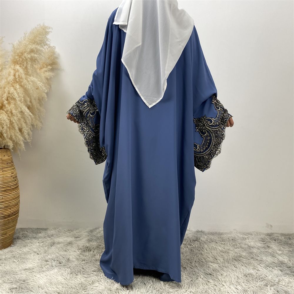 Fashionable Middle Eastern Muslim batsleeve cardigan robe abay Dubai Turkish African women's long dress