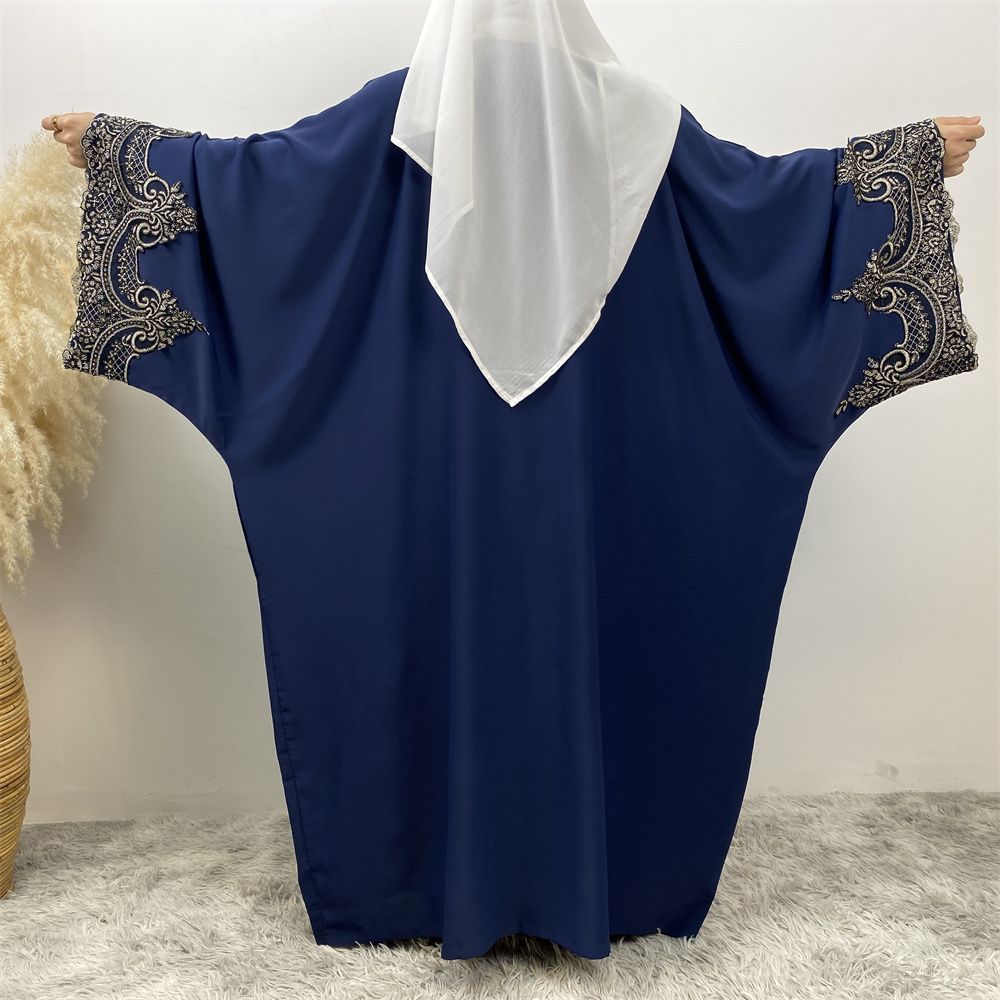Fashionable Middle Eastern Muslim batsleeve cardigan robe abay Dubai Turkish African women's long dress