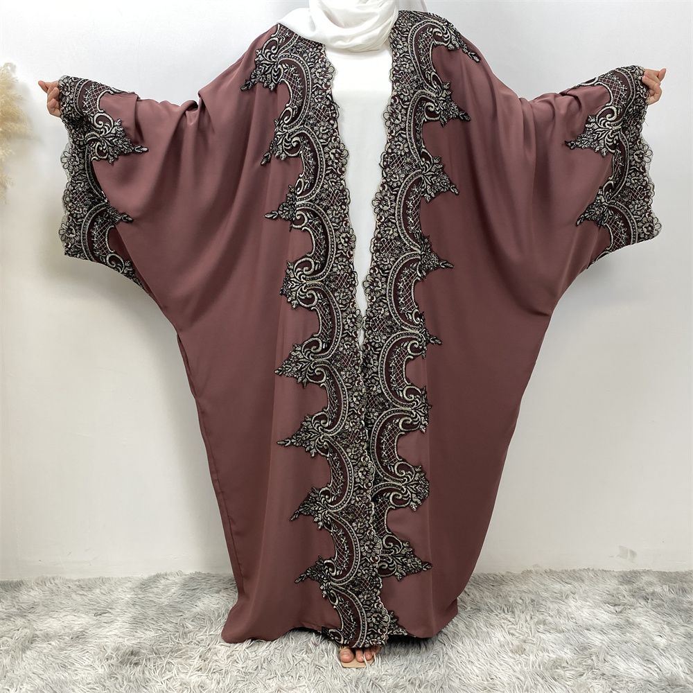 Fashionable Middle Eastern Muslim batsleeve cardigan robe abay Dubai Turkish African women's long dress