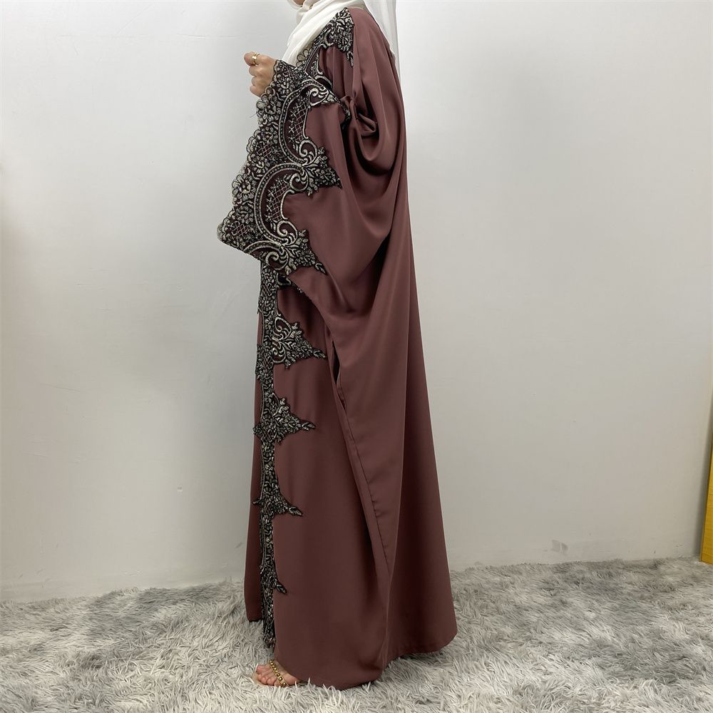 Fashionable Middle Eastern Muslim batsleeve cardigan robe abay Dubai Turkish African women's long dress