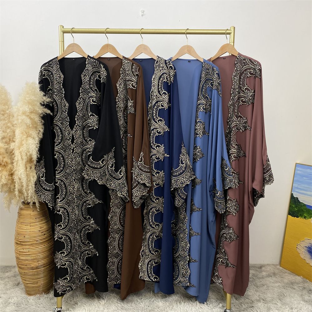 Fashionable Middle Eastern Muslim batsleeve cardigan robe abay Dubai Turkish African women's long dress