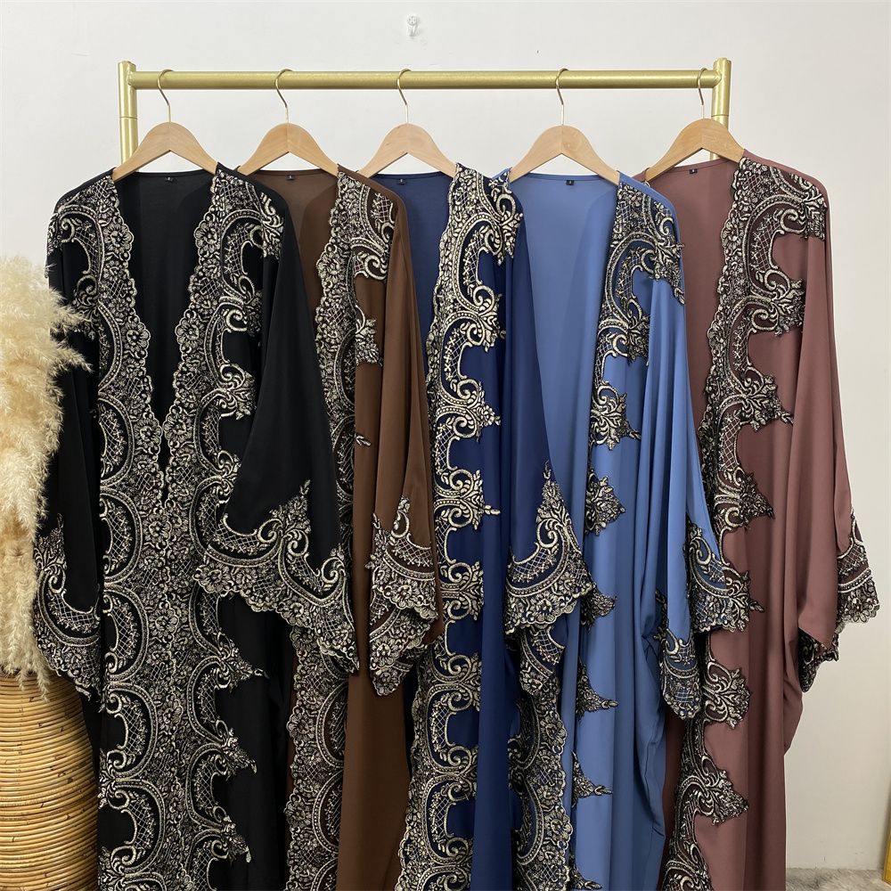 Fashionable Middle Eastern Muslim batsleeve cardigan robe abay Dubai Turkish African women's long dress