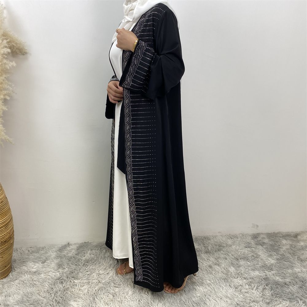 Fashionable Middle Eastern brick embodying abaya, European and American Muslim, Arab, Turkish, Dubai, slim-fitting cardigan dress with pockets