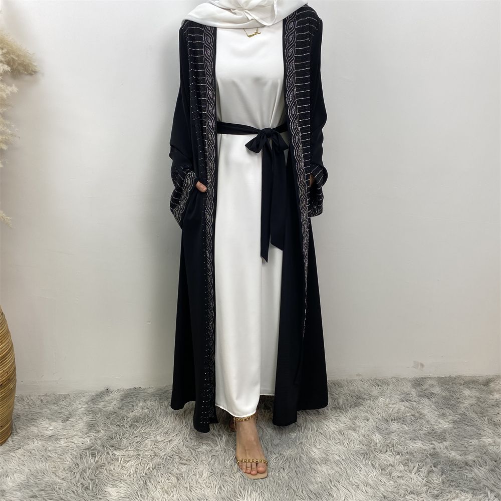 Fashionable Middle Eastern brick embodying abaya, European and American Muslim, Arab, Turkish, Dubai, slim-fitting cardigan dress with pockets