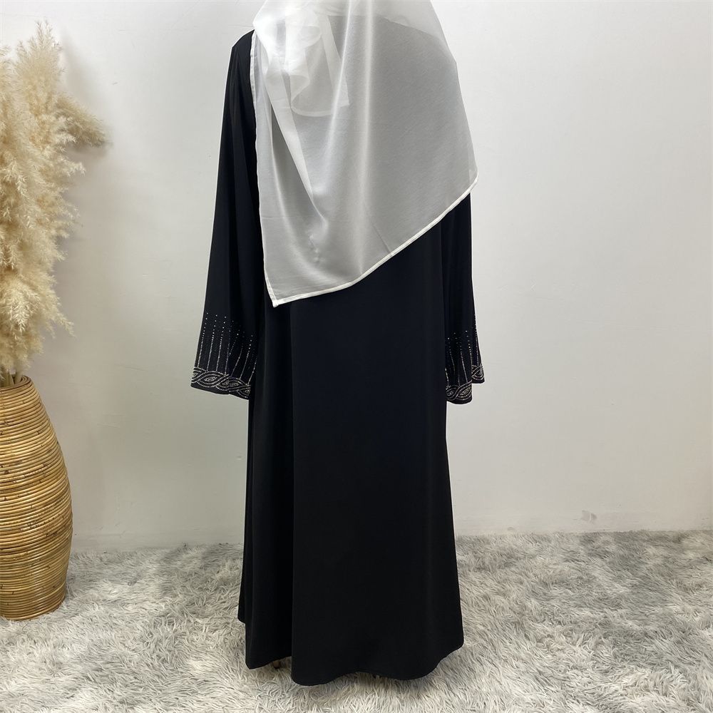Fashionable Middle Eastern brick embodying abaya, European and American Muslim, Arab, Turkish, Dubai, slim-fitting cardigan dress with pockets
