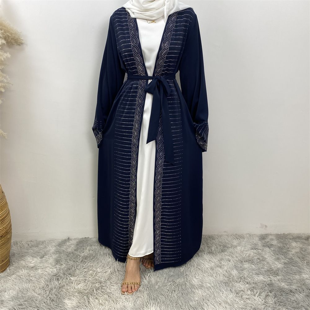 Fashionable Middle Eastern brick embodying abaya, European and American Muslim, Arab, Turkish, Dubai, slim-fitting cardigan dress with pockets