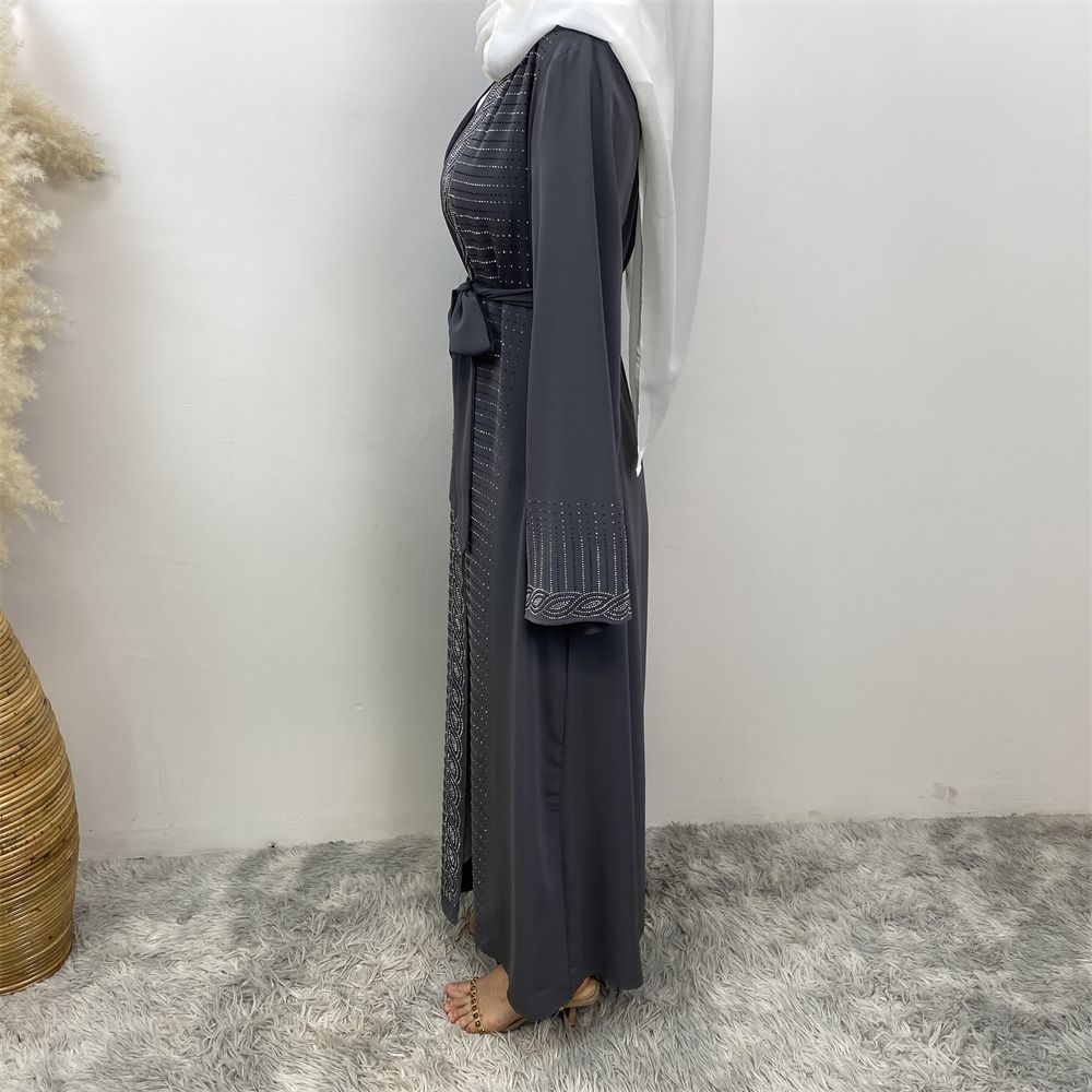 Fashionable Middle Eastern brick embodying abaya, European and American Muslim, Arab, Turkish, Dubai, slim-fitting cardigan dress with pockets