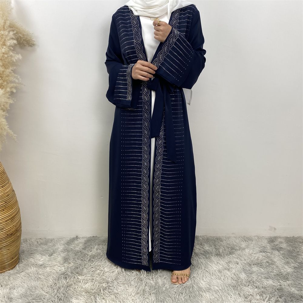 Fashionable Middle Eastern brick embodying abaya, European and American Muslim, Arab, Turkish, Dubai, slim-fitting cardigan dress with pockets