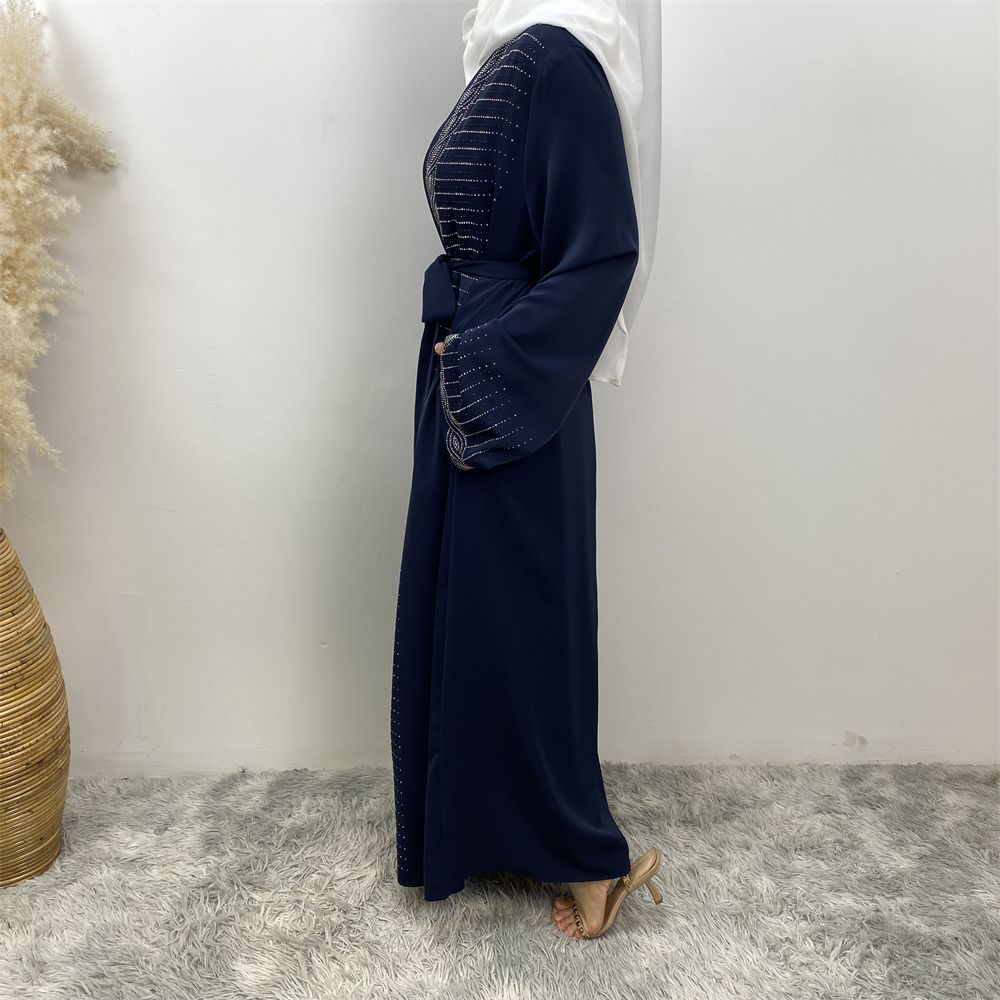 Fashionable Middle Eastern brick embodying abaya, European and American Muslim, Arab, Turkish, Dubai, slim-fitting cardigan dress with pockets
