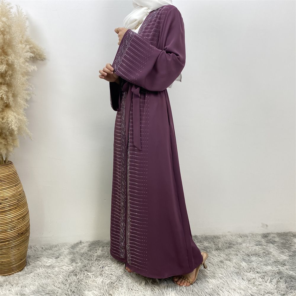 Fashionable Middle Eastern brick embodying abaya, European and American Muslim, Arab, Turkish, Dubai, slim-fitting cardigan dress with pockets
