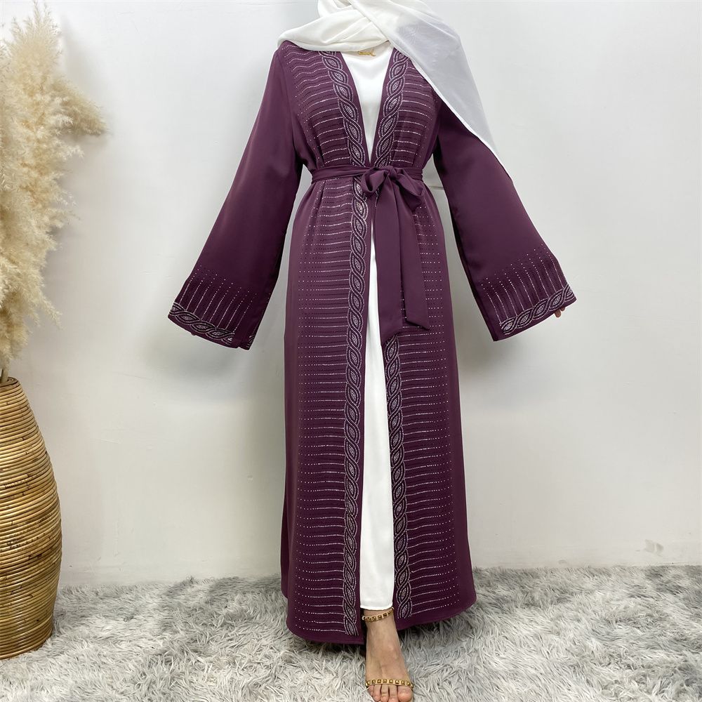 Fashionable Middle Eastern brick embodying abaya, European and American Muslim, Arab, Turkish, Dubai, slim-fitting cardigan dress with pockets