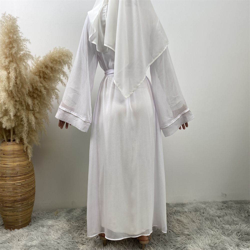 Fashionable Muslim, Dubai, Middle East abaya, elegant diamond-encrusted Islamic women's wear, lace-up mesh cardigan gown