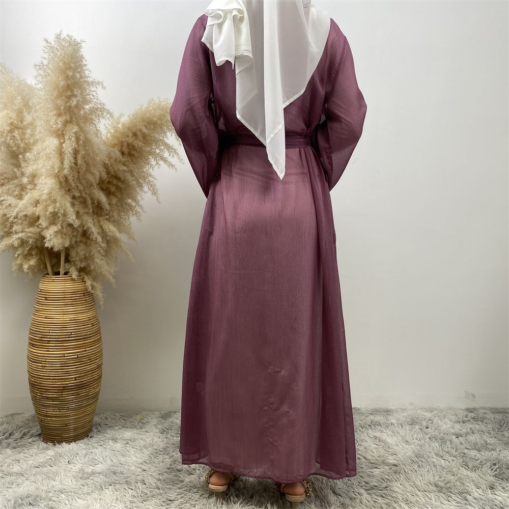 Fashionable Muslim, Dubai, Middle East abaya, elegant diamond-encrusted Islamic women's wear, lace-up mesh cardigan gown