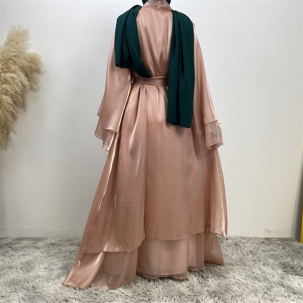 New fashionable Muslim robe, African but Tanzanian Islamic woman's shiny satin cardigan long dress, Islamic abaya