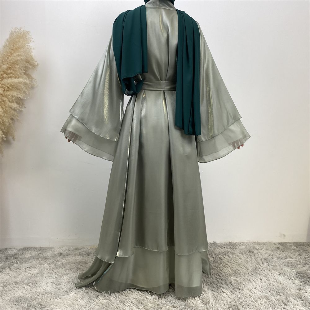New fashionable Muslim robe, African but Tanzanian Islamic woman's shiny satin cardigan long dress, Islamic abaya
