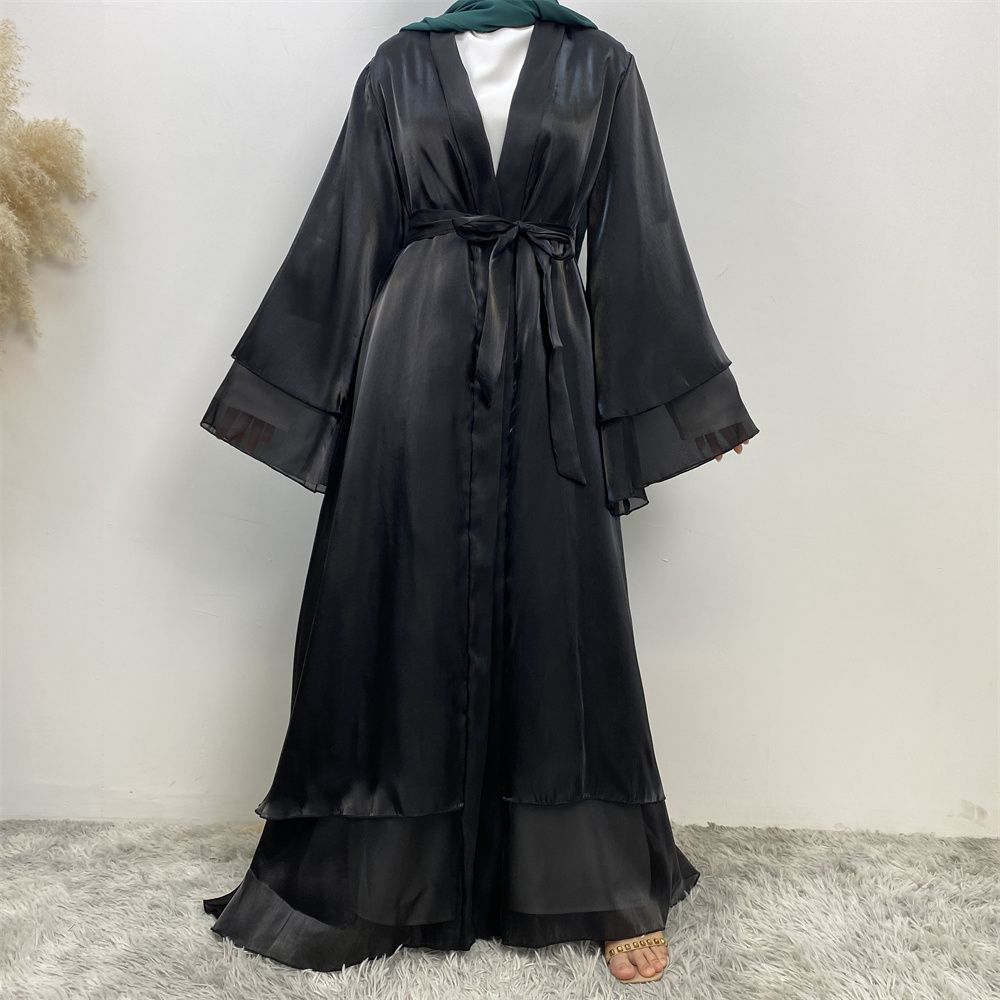 New fashionable Muslim robe, African but Tanzanian Islamic woman's shiny satin cardigan long dress, Islamic abaya