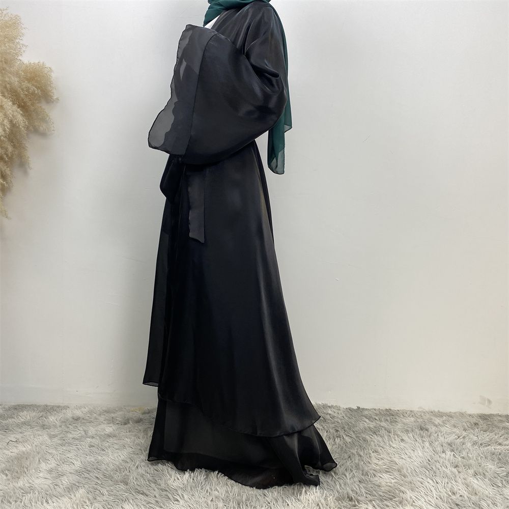 New fashionable Muslim robe, African but Tanzanian Islamic woman's shiny satin cardigan long dress, Islamic abaya