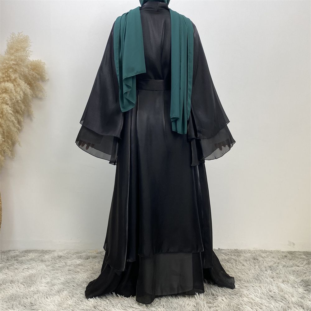 New fashionable Muslim robe, African but Tanzanian Islamic woman's shiny satin cardigan long dress, Islamic abaya