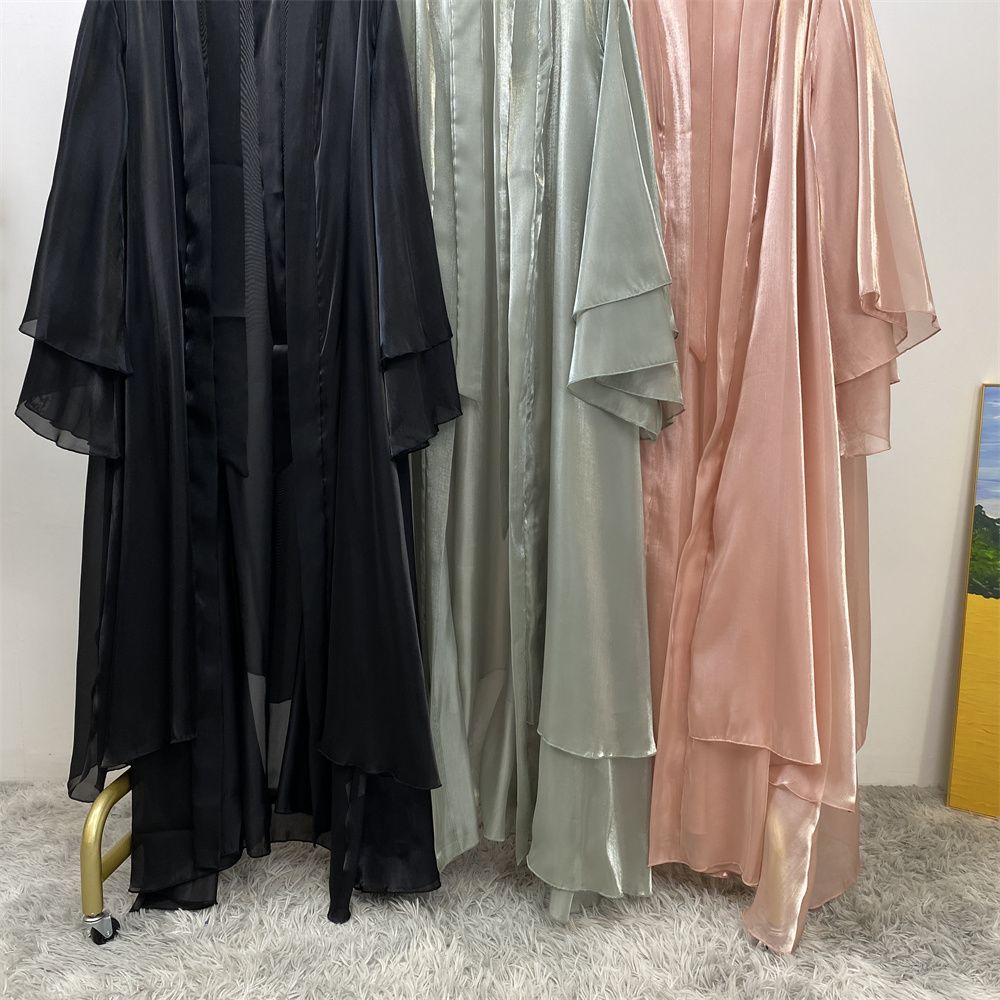 New fashionable Muslim robe, African but Tanzanian Islamic woman's shiny satin cardigan long dress, Islamic abaya